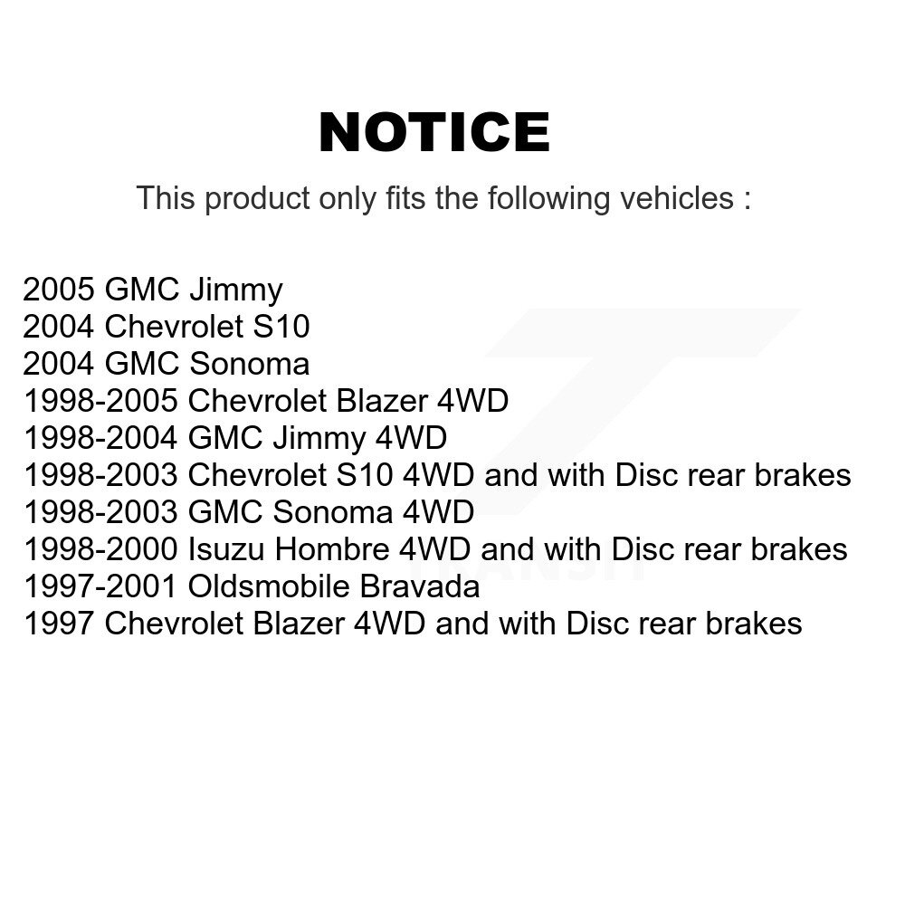 Front Rear Brake Rotors & Ceramic Pad Kit For Chevrolet GMC Blazer S10 Jimmy Sonoma Isuzu K8C-100728 - Image 2