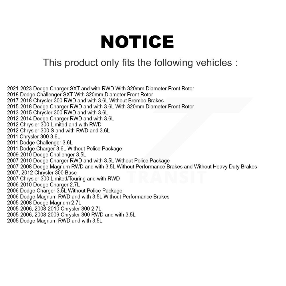 Front Rear Brake Rotor & Ceramic Pad Kit For Dodge Charger Chrysler 300 Challenger Magnum K8C-100766 - Image 2