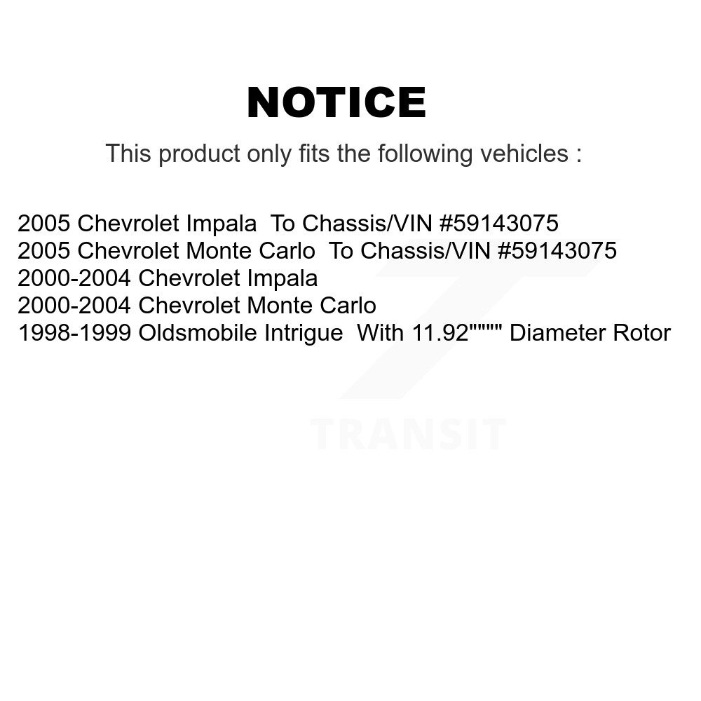 Front Rear Disc Brake Rotor & Ceramic Pad Kit For Chevrolet Impala Monte Carlo Oldsmobile K8C-100852 - Image 2