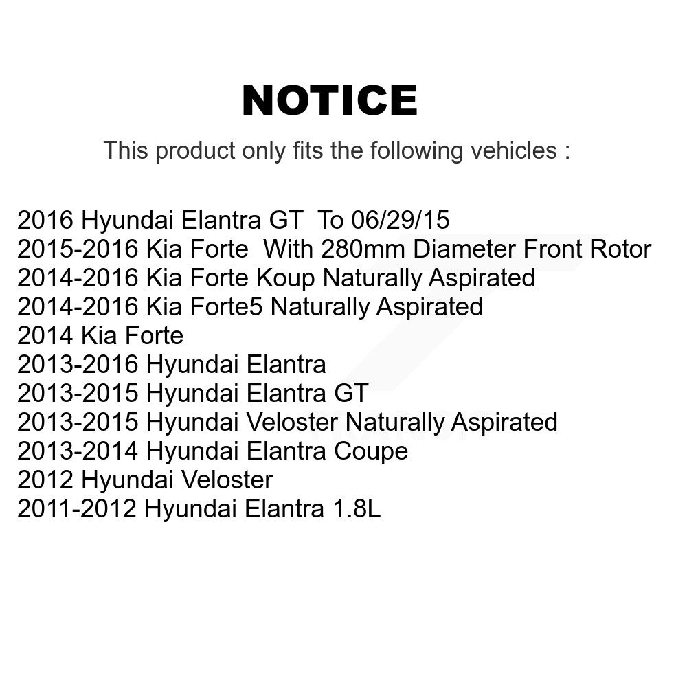 Front Rear Brake Rotor & Ceramic Pad Kit For Hyundai Elantra GT Kia Forte Veloster Forte5 K8C-100867 - Image 2