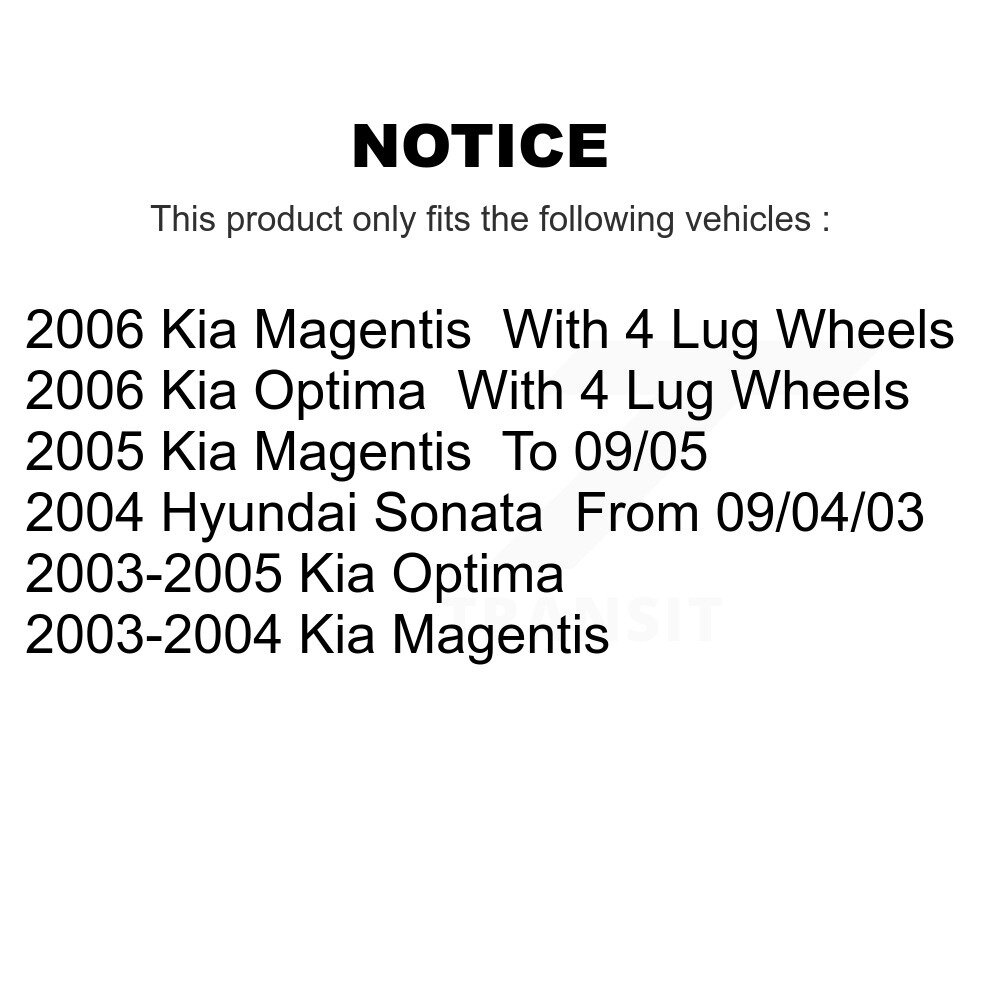Front Rear Disc Brake Rotors And Ceramic Pads Kit For Hyundai Sonata Kia Optima Magentis K8C-101004 - Image 2