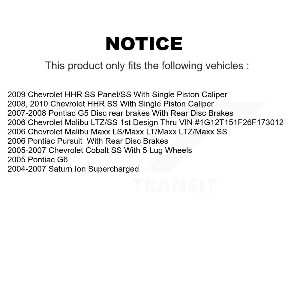 Front Rear Brake Rotor Ceramic Pad Kit For Chevrolet Cobalt Saturn Ion Pontiac HHR Malibu K8C-101243 - Image 2