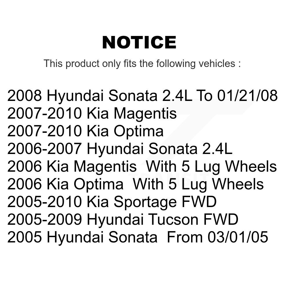 Front Rear Disc Brake Rotor Ceramic Pad Kit For Hyundai Tucson Kia Sportage Sonata Optima K8C-101478 - Image 2
