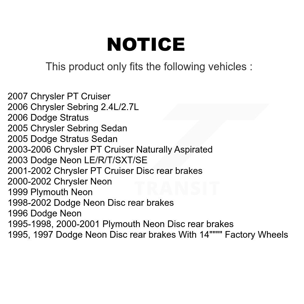 Rear Disc Brake Rotor Ceramic Pad Kit For Chrysler PT Cruiser Sebring Neon Dodge Plymouth K8C-101620 - Image 2