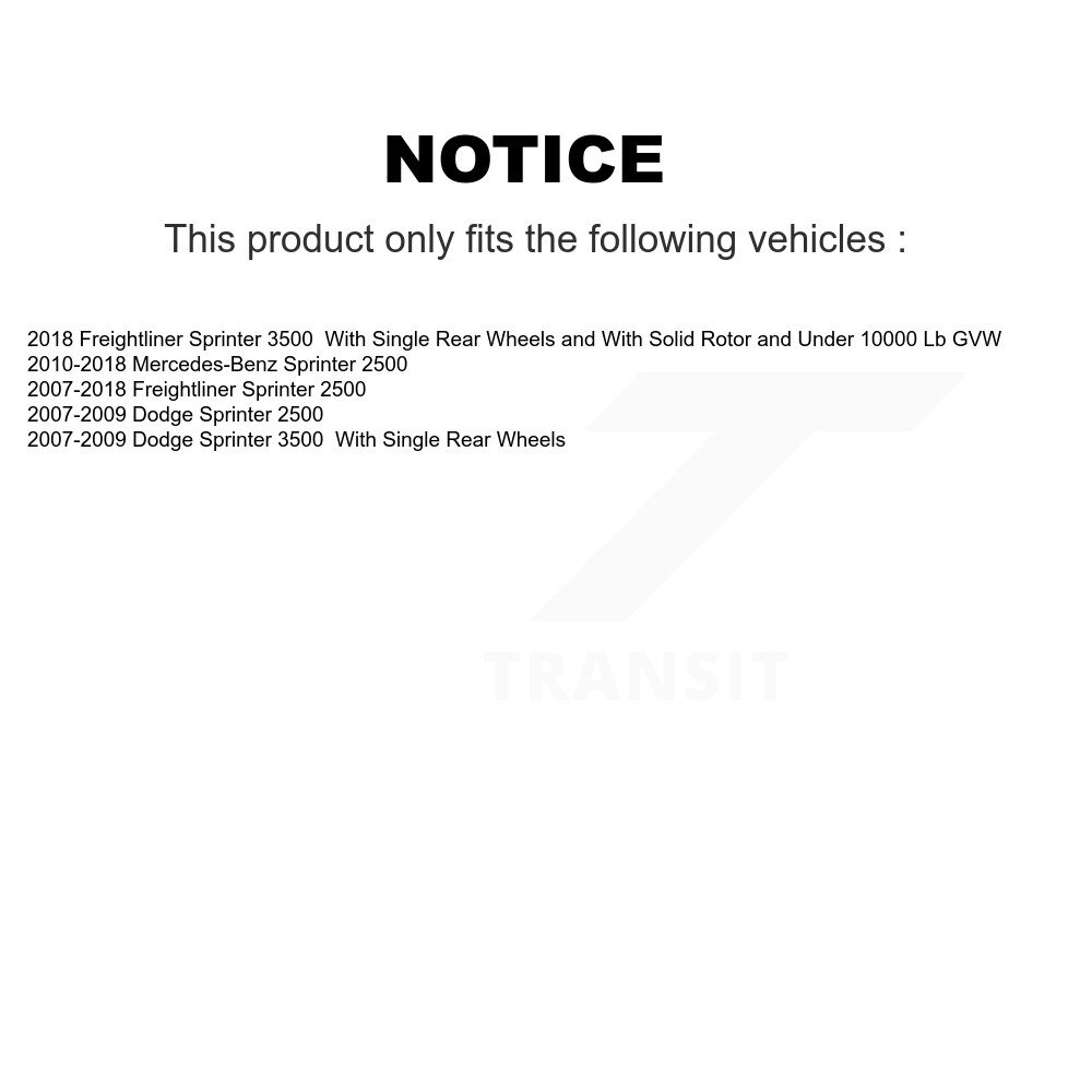 Rear Brake Rotors Ceramic Pad Kit For Sprinter 2500 Mercedes-Benz Dodge 3500 Freightliner K8C-101661 - Image 2