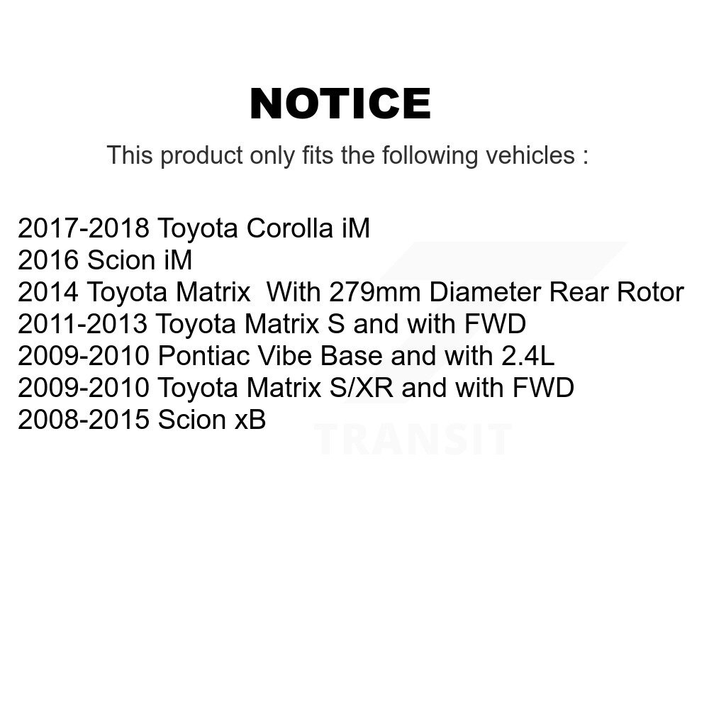 Rear Disc Brake Rotors Ceramic Pad Kit For Toyota Matrix Pontiac Vibe Corolla iM Scion xB K8C-101765 - Image 2