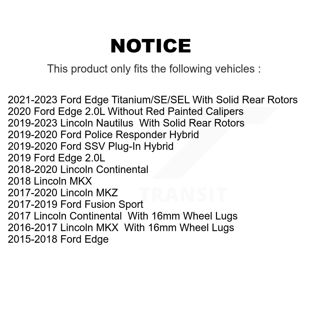 Rear Brake Rotor Ceramic Pad Kit For Ford Edge Fusion Lincoln Nautilus MKX MKZ Police SSV K8C-101791 - Image 2