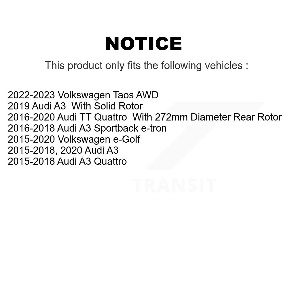 Rear Brake Rotors Ceramic Pad Kit For Volkswagen Taos Audi A3 Quattro e-Golf Sportback TT K8C-101802 - Image 2