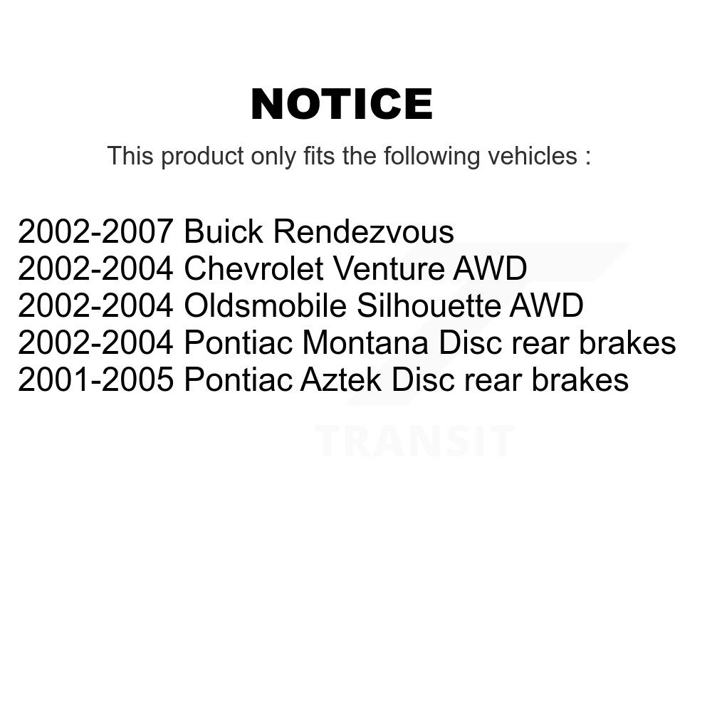 Rear Brake Rotor & Ceramic Pad Kit For Buick Rendezvous Pontiac Montana Chevrolet Venture K8C-101893 - Image 2