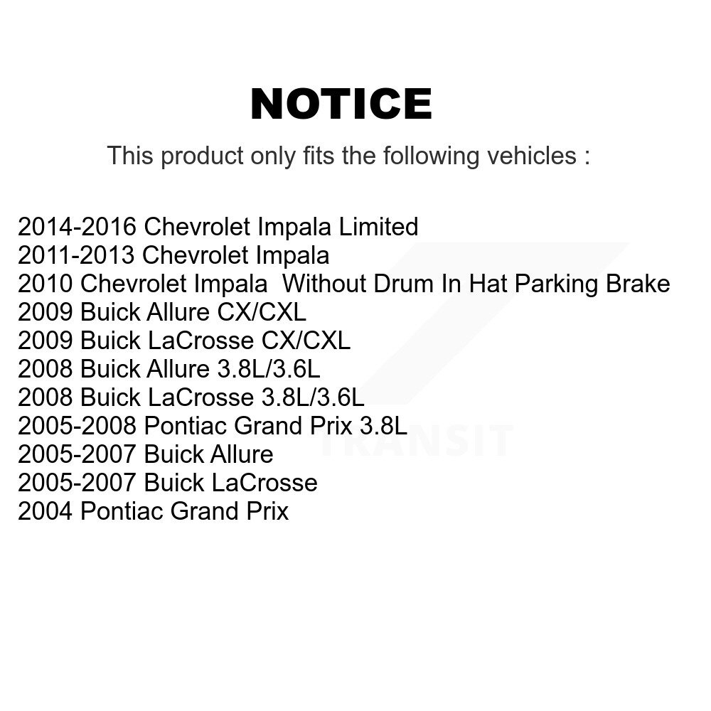 Rear Brake Rotor & Ceramic Pad Kit For Chevrolet Impala Buick LaCrosse Pontiac Grand Prix K8C-101894 - Image 2