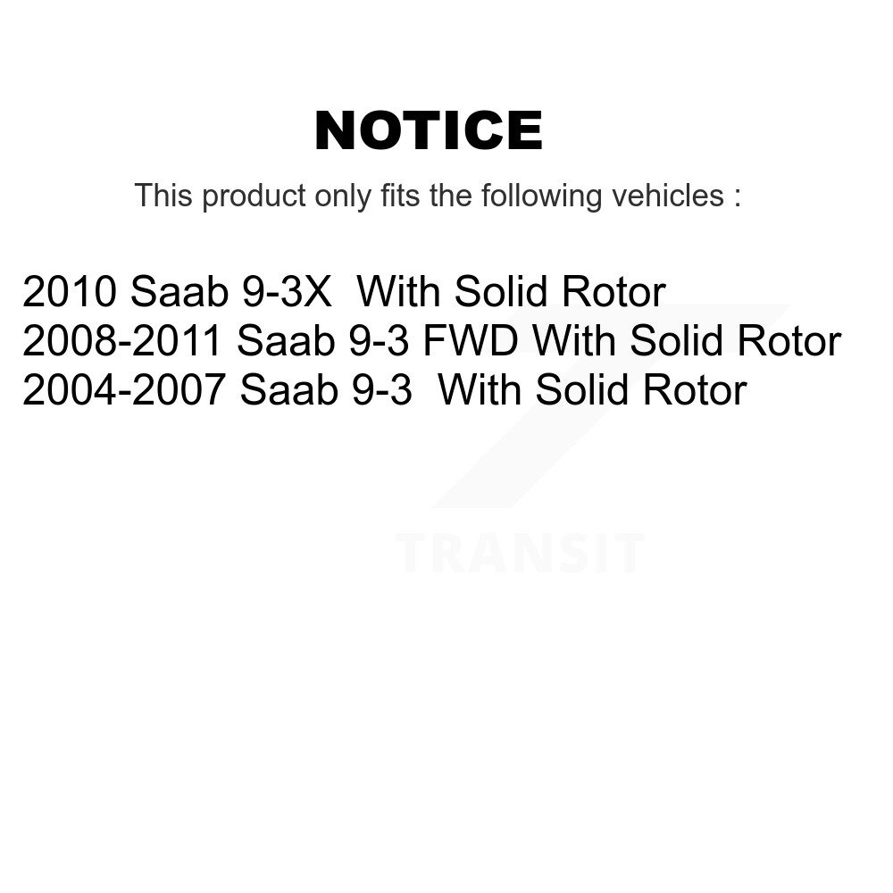Rear Disc Brake Rotors And Ceramic Pads Kit For Saab 9-3 9-3X With Solid Rotor K8C-101985 - Image 2