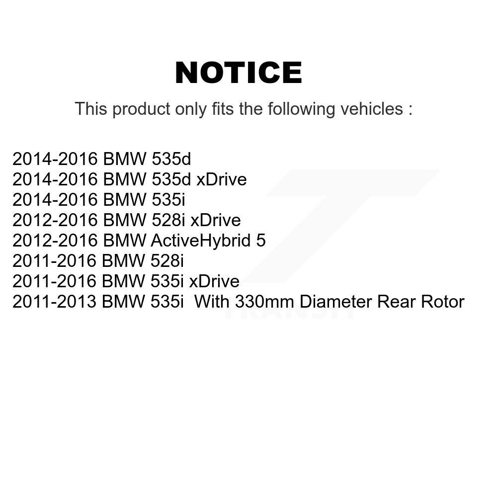 Rear Disc Brake Rotors And Ceramic Pads Kit For BMW 535i xDrive 528i 535d ActiveHybrid 5 K8C-102063 - Image 2