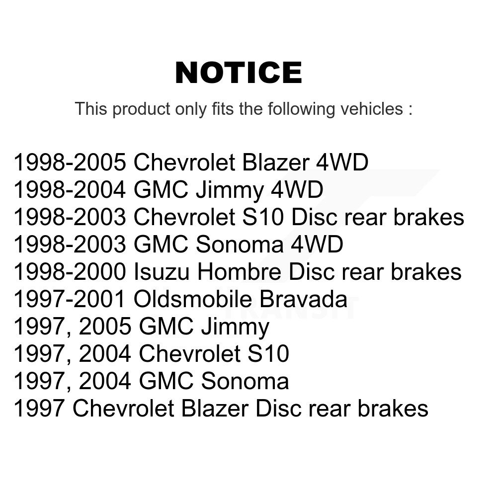 Rear Brake Rotor & Ceramic Pad Kit For Chevrolet GMC Blazer S10 Jimmy Sonoma Isuzu Hombre K8C-102109 - Image 2