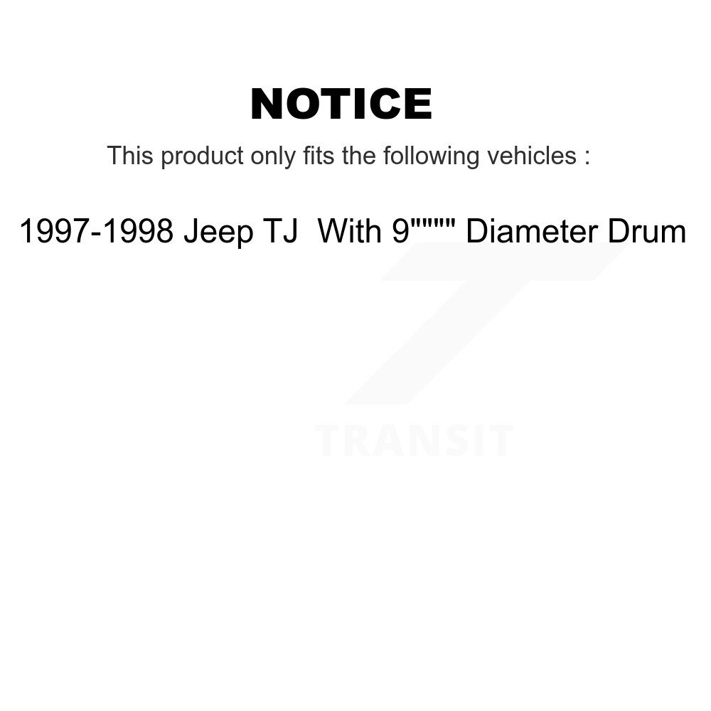 Front Rear Brake Rotor Ceramic Pad Drum Kit (7Pc) For 97-98 Jeep TJ With 9" Diameter K8C-102221 - Image 2