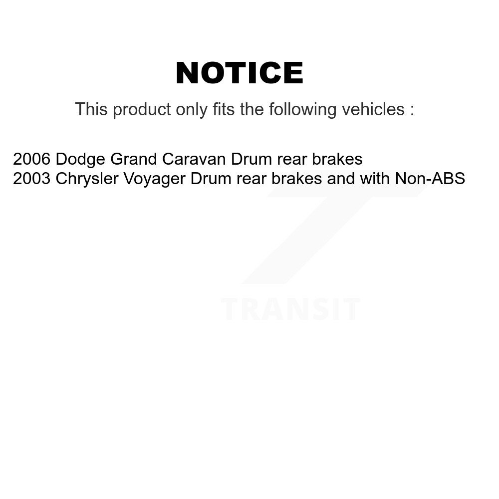 Front Rear Disc Brake Rotor Ceramic Pad & Drum Kit (7Pc) For Dodge Grand Caravan Chrysler K8C-102230 - Image 2
