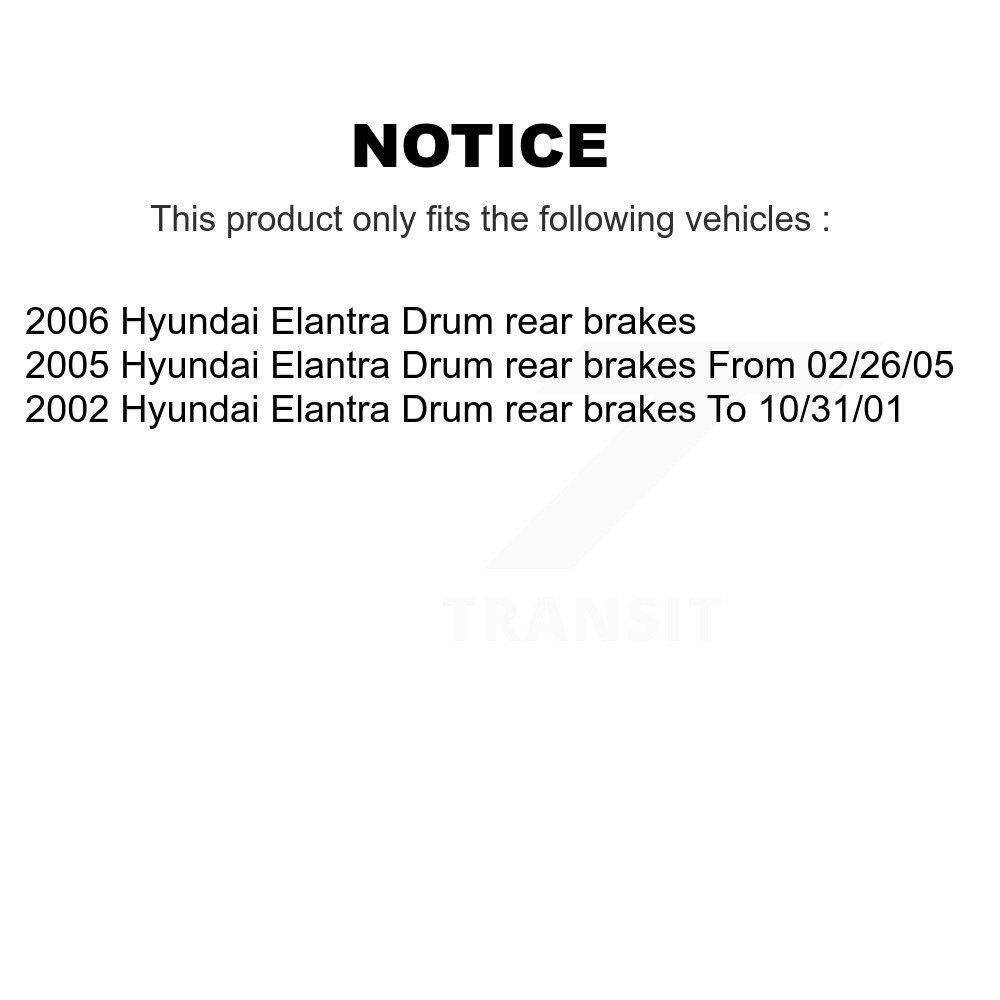 Front Rear Brake Rotors Ceramic Pad & Drum Kit (7Pc) For Hyundai Elantra rear brakes K8C-102308 - Image 2