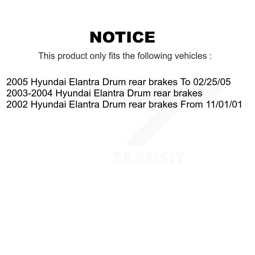 Front Rear Brake Rotors Ceramic Pad & Drum Kit (7Pc) For Hyundai Elantra rear brakes K8C-102309 - Image 2