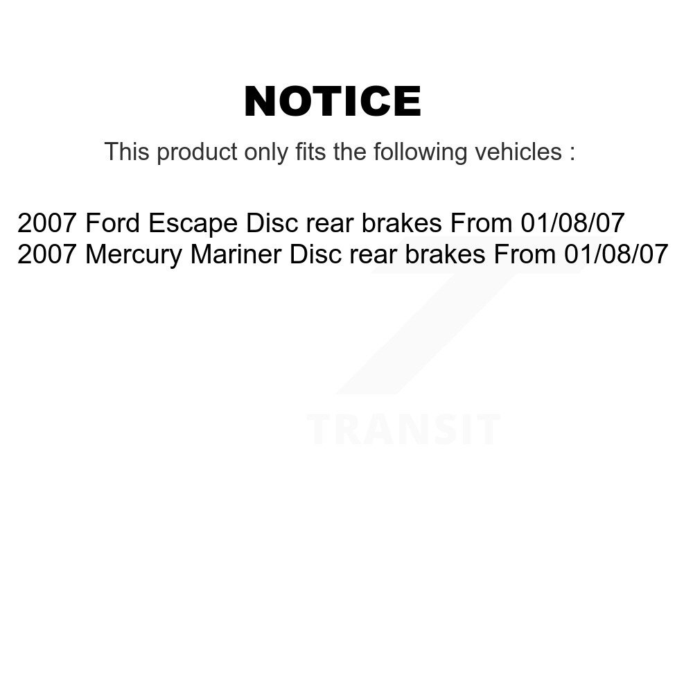 Front Rear Brake Rotors Ceramic Pad & Drum Kit (7Pc) For 2007 Ford Escape Mercury Mariner K8C-102357 - Image 2