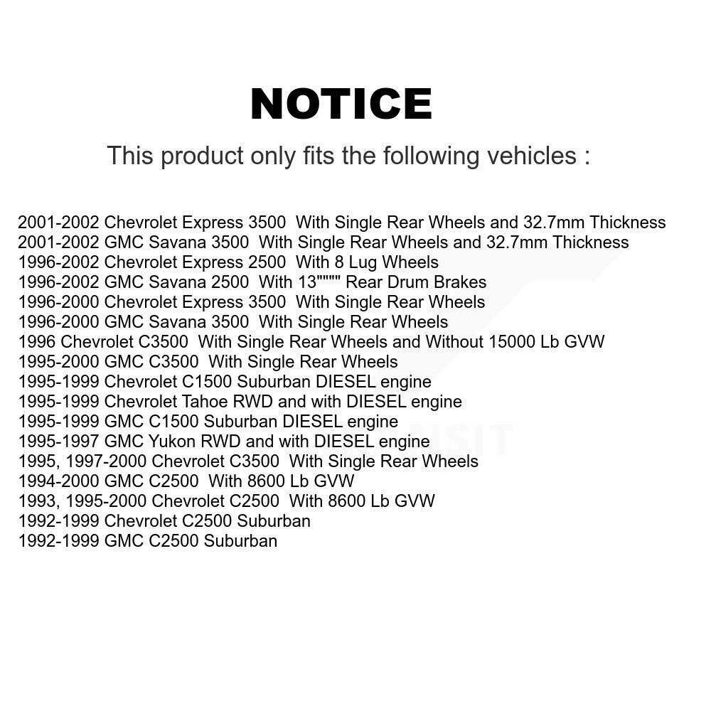 Front Brake Rotor Ceramic Pad Kit For Chevrolet GMC C2500 Express 3500 Tahoe C3500 Savana K8C-102699 - Image 2