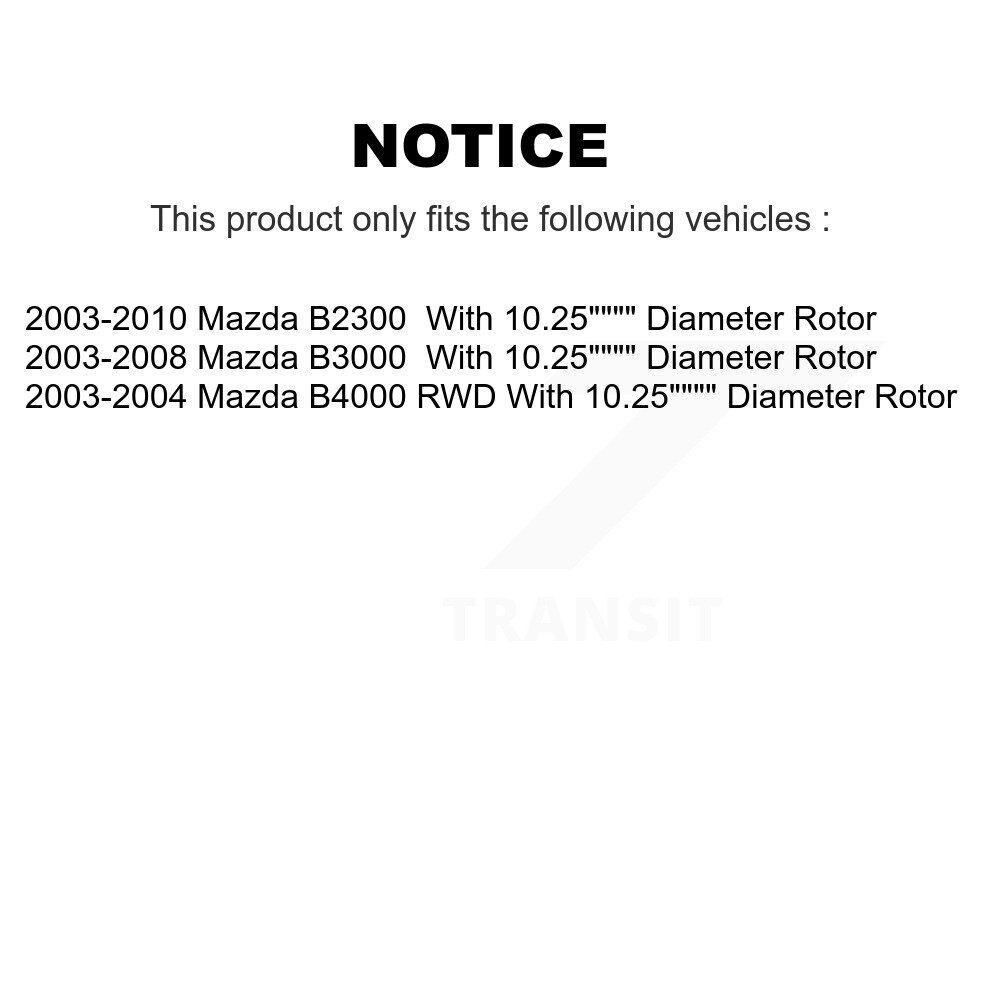 Front Brake Rotors Ceramic Pad Kit For Mazda B3000 B2300 B4000 With 10.25" Diameter Rotor K8C-102712 - Image 2