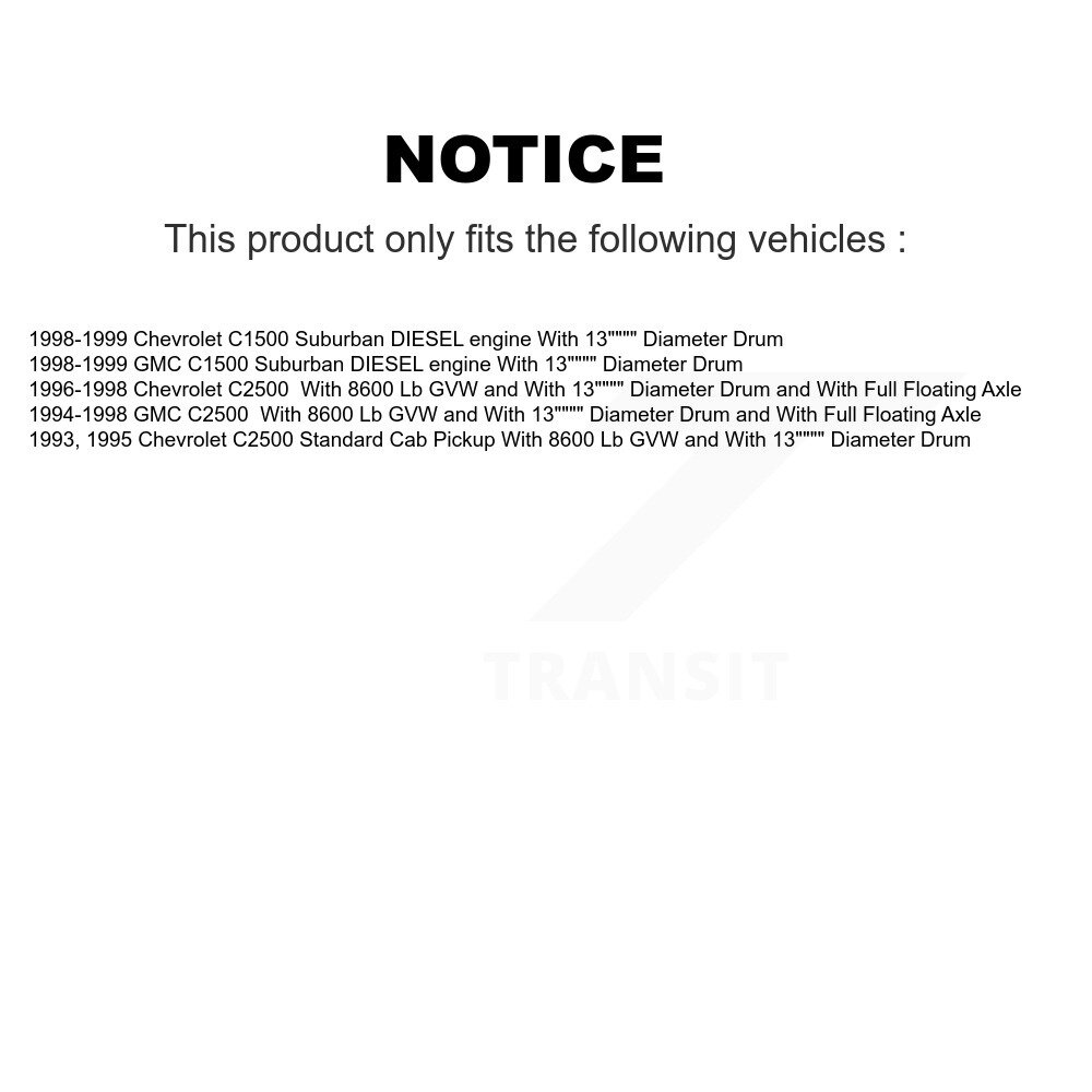 Front Rear Disc Brake Rotor Ceramic Pad & Drum Kit For C2500 Chevrolet GMC C1500 Suburban K8C-102779 - Image 2