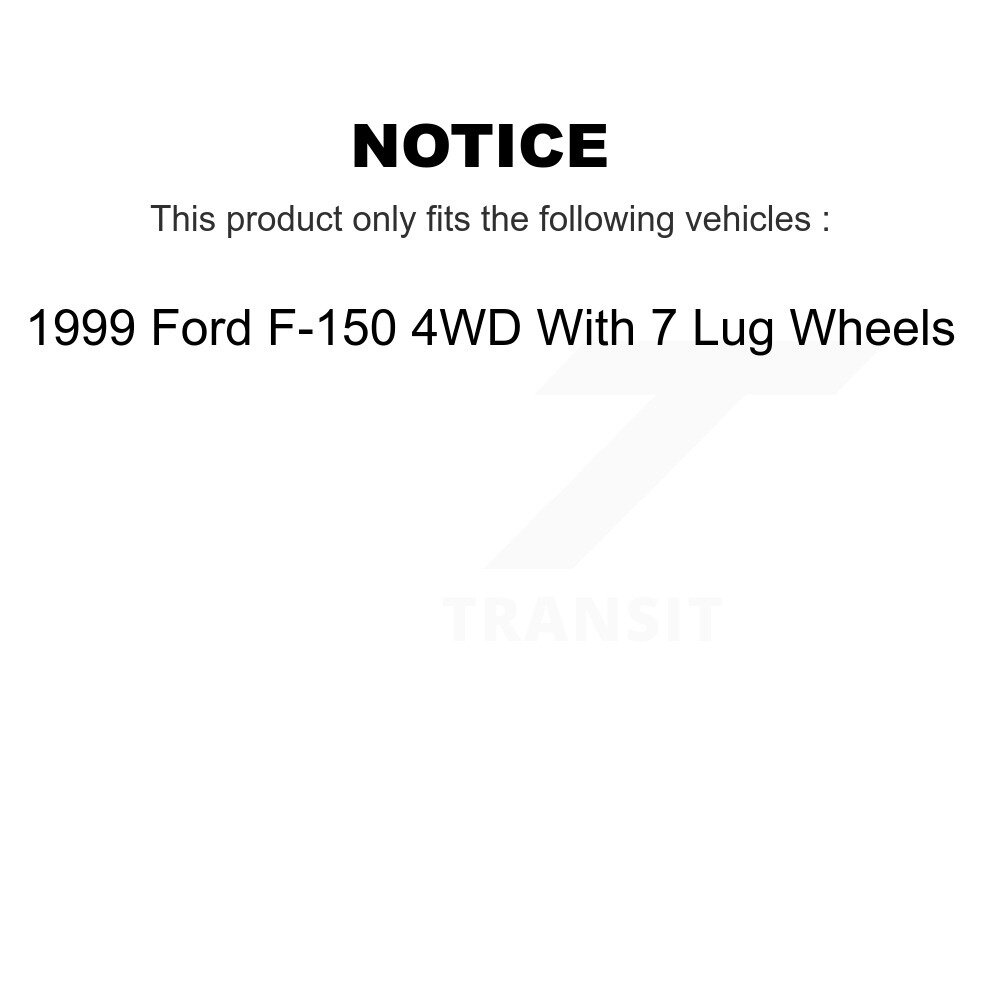 Front Rear Brake Rotor Ceramic Pad Drum Kit (9Pc) For 99 Ford F-150 4WD With 7 Lug Wheels K8C-102831 - Image 2