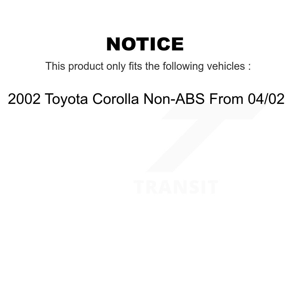 Front Rear Brake Rotor Ceramic Pad & Drum Kit (9Pc) For Toyota Corolla Non-ABS From 04 02 K8C-102835 - Image 2