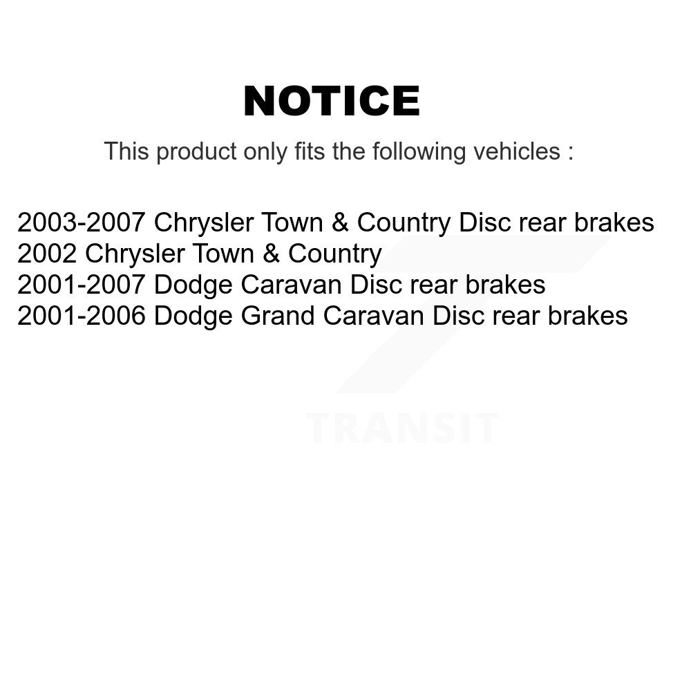 Front Rear Brake Rotor Ceramic Pad Drum Kit (9Pc) For Dodge Caravan Grand Chrysler Town & K8C-102883 - Image 2