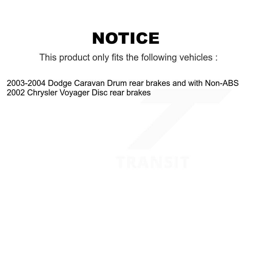 Front Rear Disc Brake Rotor Ceramic Pad Drum Kit (9Pc) For Dodge Caravan Chrysler Voyager K8C-102889 - Image 2