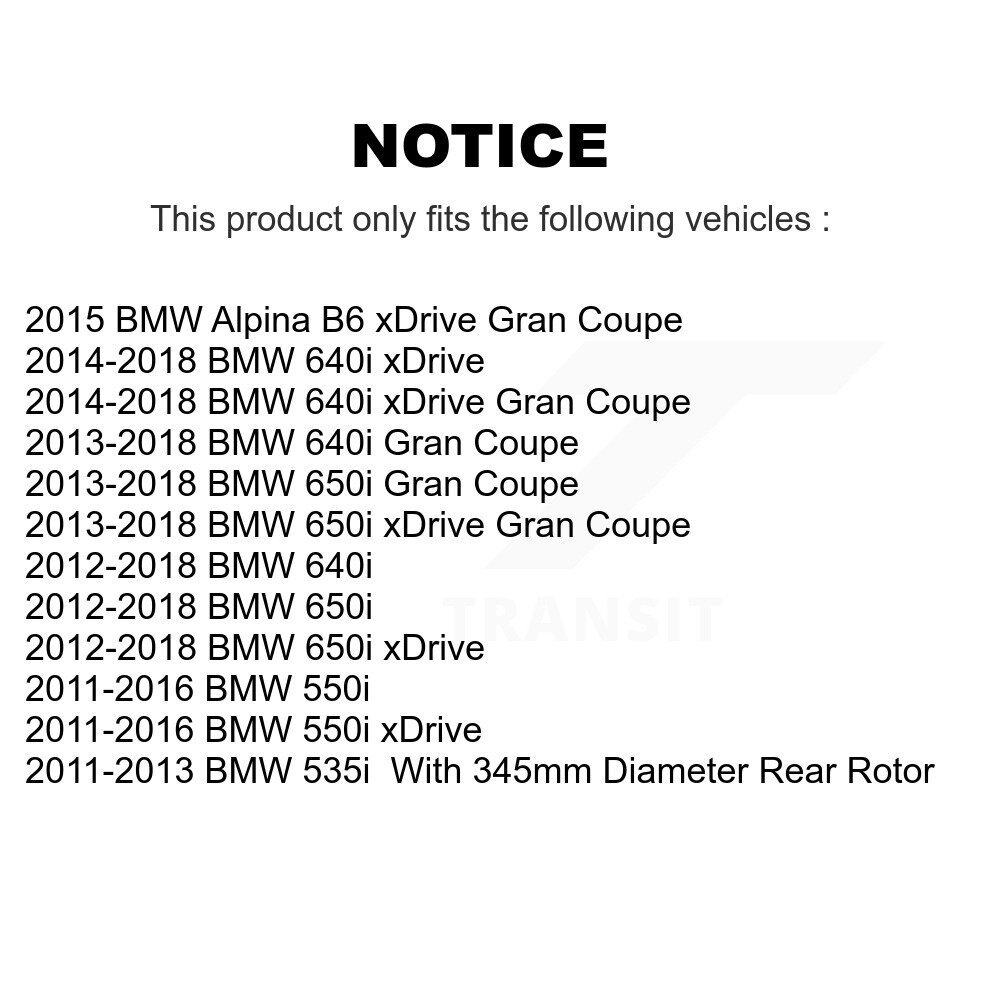 Rear Brake Rotors Ceramic Pad Kit For BMW 550i xDrive 650i Gran Coupe 640i 535i Alpina B6 K8C-103022 - Image 2
