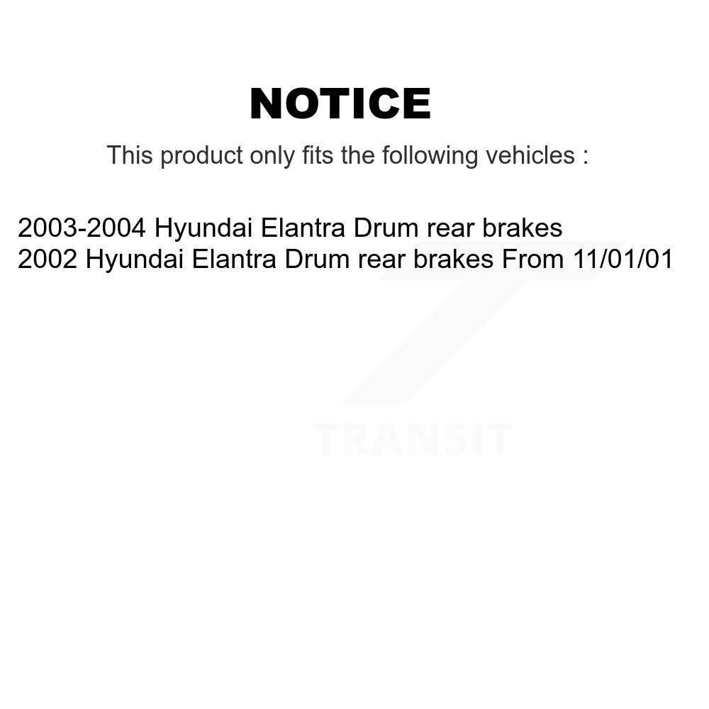 Front Rear Brake Rotors Ceramic Pad & Drum Kit (9Pc) For Hyundai Elantra rear brakes K8C-103332 - Image 2
