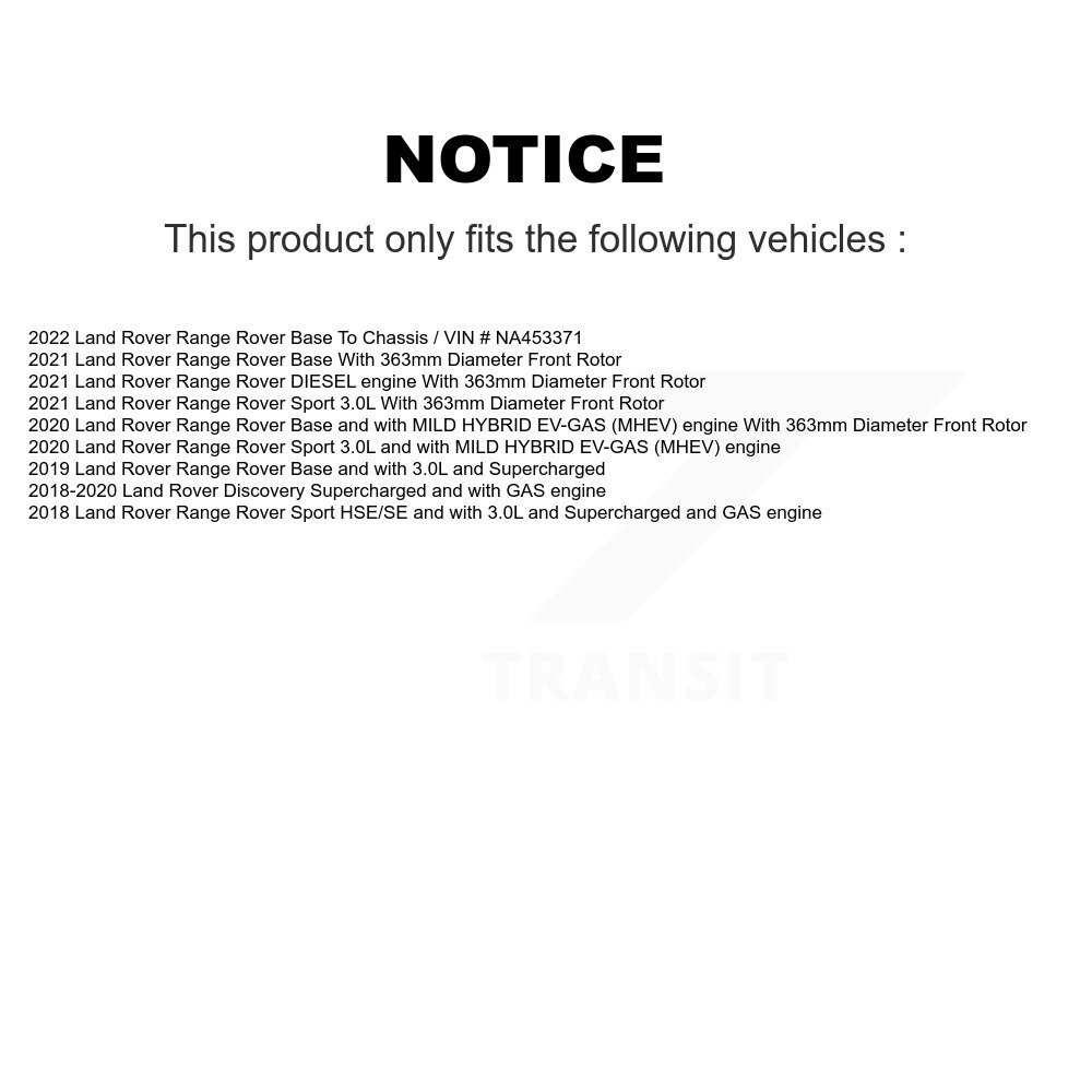 Front Disc Brake Rotors And Ceramic Pads Kit For Land Rover Range Sport Discovery K8C-103484 - Image 2