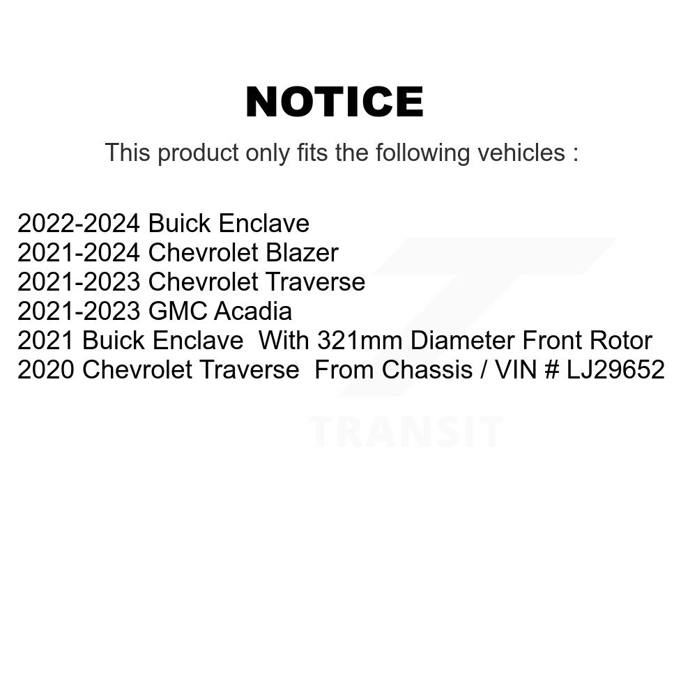 Front Brake Rotors Ceramic Pad Kit For Chevrolet Traverse Blazer GMC Acadia Buick Enclave K8C-103488 - Image 2