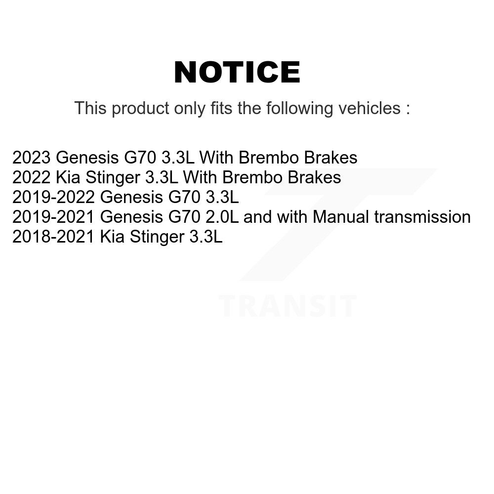 Front Disc Brake Rotors And Ceramic Pads Kit For Genesis G70 Kia Stinger K8C-103690 - Image 2