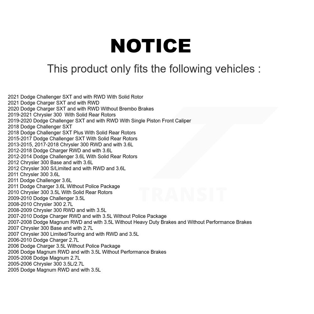 Rear Disc Rotors Ceramic Pads Parking Shoes Kit For Dodge Chrysler 300 Charger Challenger K8C-103858 - Image 2