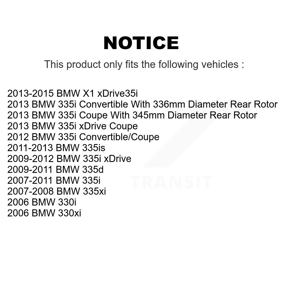 Rear Disc Rotors Ceramic Pads & Parking Shoes Kit For BMW X1 335i xDrive 335xi 330i 330xi K8C-103868 - Image 2