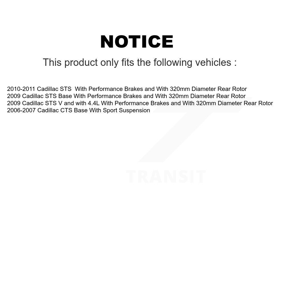 Rear Disc Rotors Ceramic Pads And Parking Brake Shoes Kit For Cadillac CTS STS K8C-103969 - Image 2