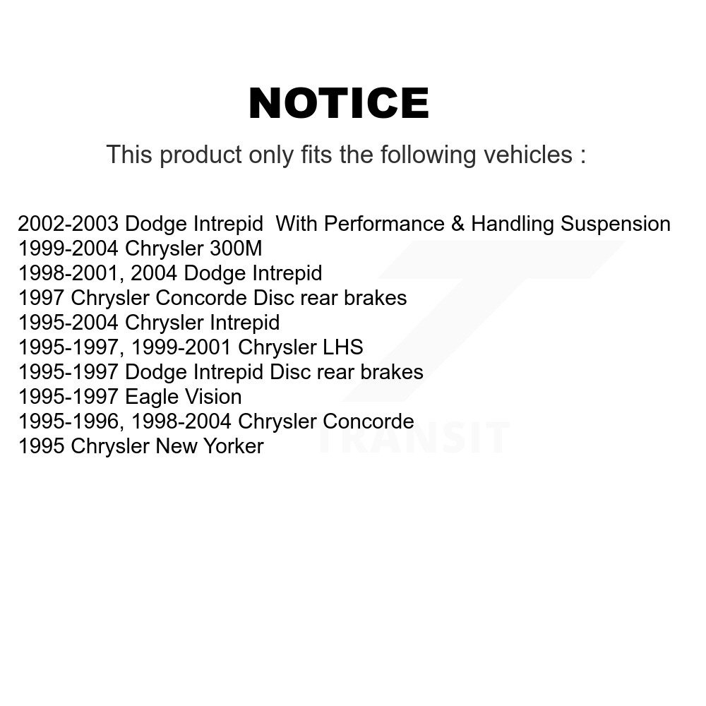 Rear Disc Rotors Ceramic Pads Parking Shoes Kit For Chrysler Intrepid Dodge Concorde 300M K8C-103970 - Image 2
