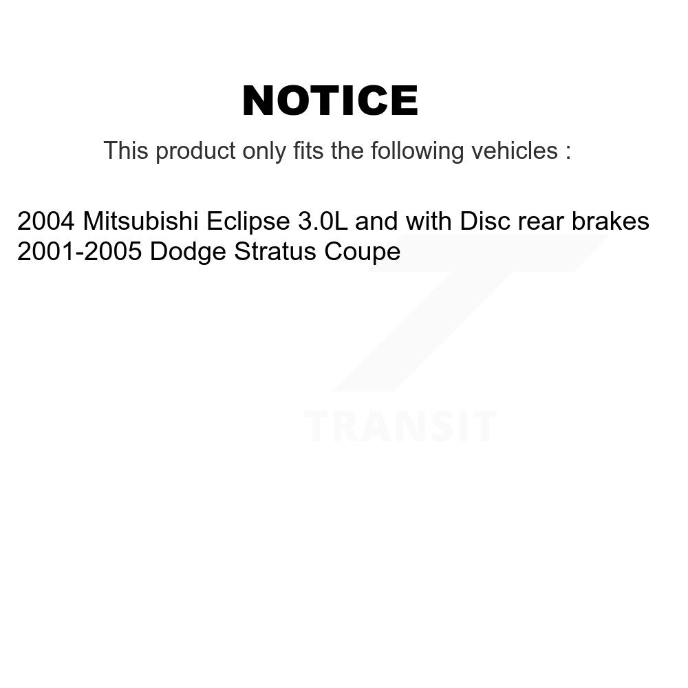 Rear Disc Rotors Ceramic Pads And Parking Shoes Kit For Mitsubishi Eclipse Dodge Stratus K8C-103974 - Image 2
