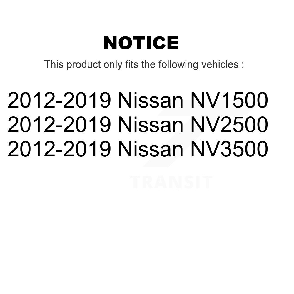 Rear Disc Rotors Ceramic Pads Parking Shoes Kit For 2012-2019 Nissan NV2500 NV3500 NV1500 K8C-104181 - Image 2