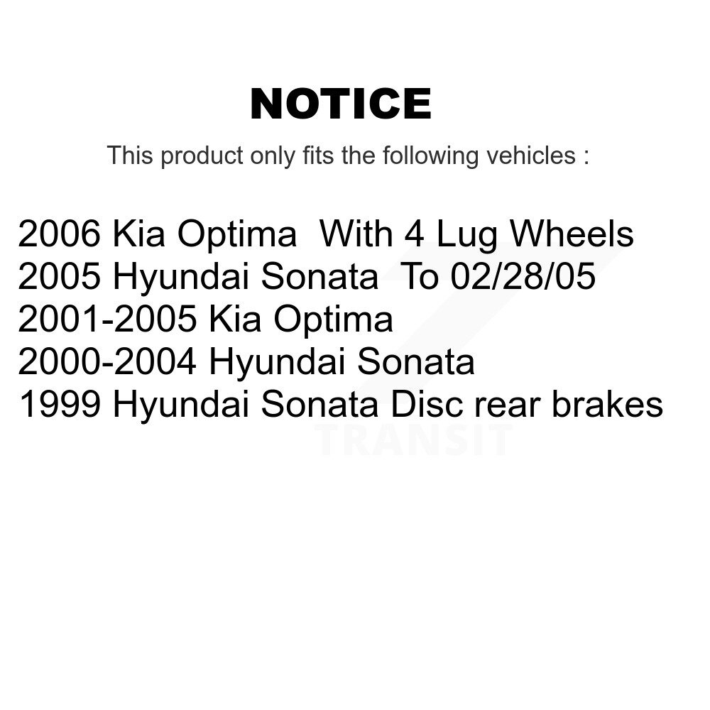 Rear Disc Rotors Ceramic Pads Parking Shoes & Hardware Kit For Hyundai Sonata Kia Optima K8C-104376 - Image 2