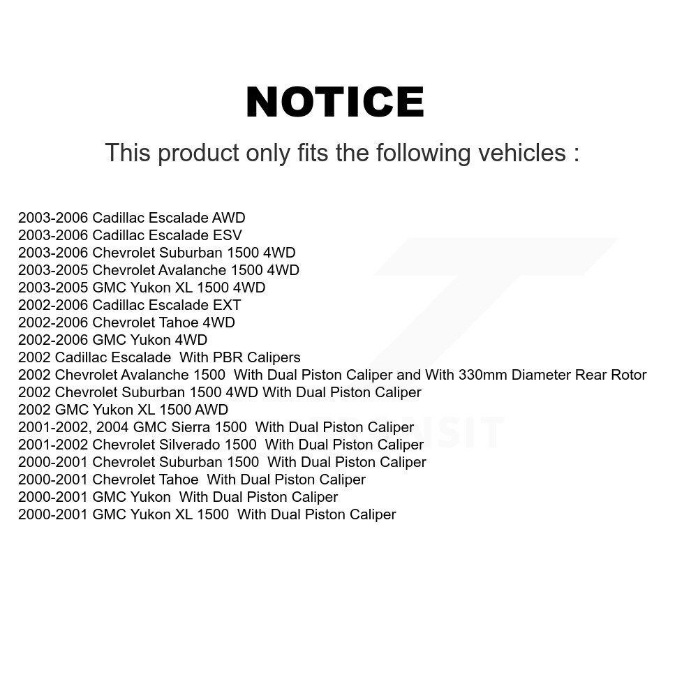 Rear Disc Rotors Ceramic Pads Parking Shoes Hardware Kit For Chevrolet GMC Sierra 1500 XL K8C-104379 - Image 2