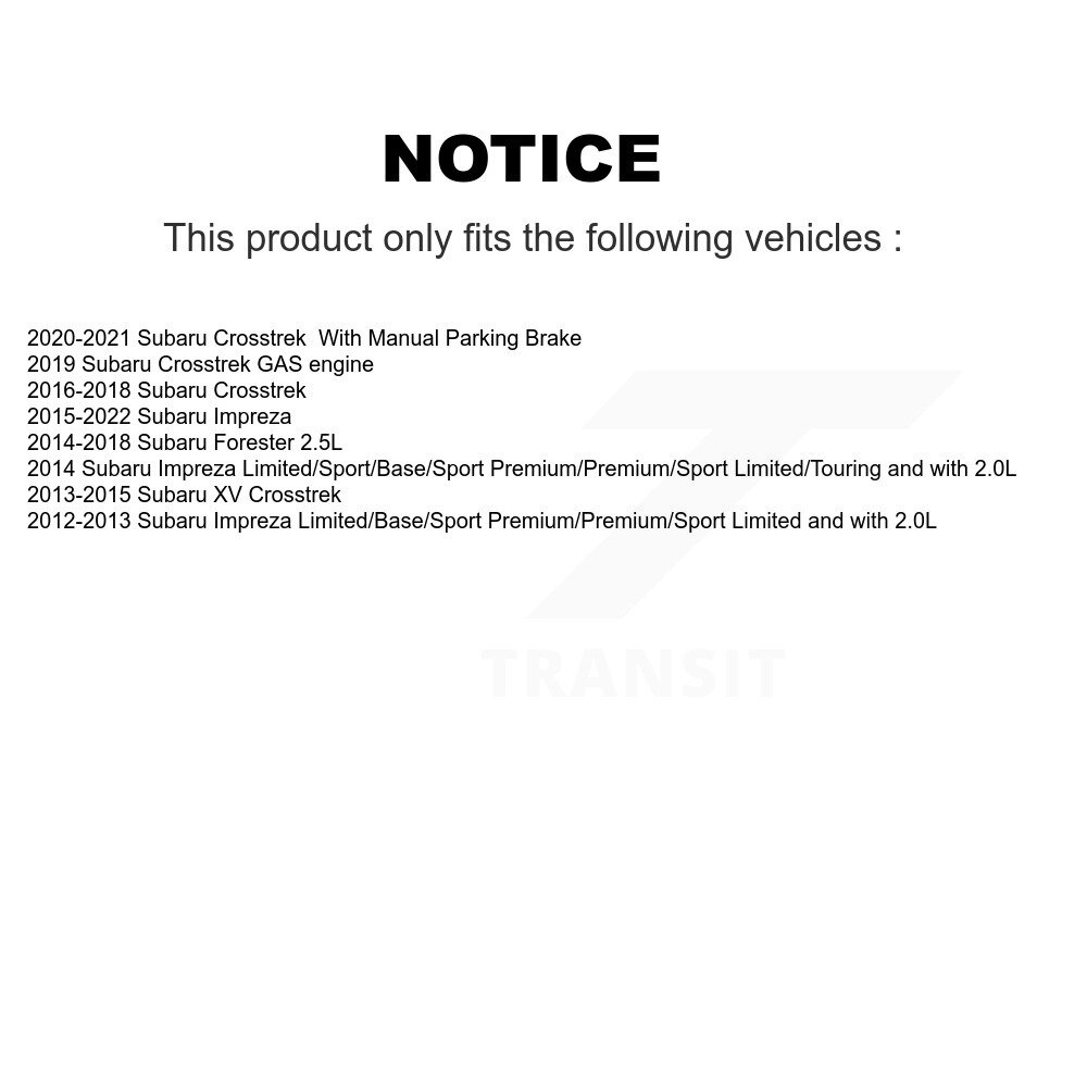 Rear Disc Rotors Ceramic Pads Parking Shoes Hardware Kit For Subaru Crosstrek Impreza XV K8C-104409 - Image 2