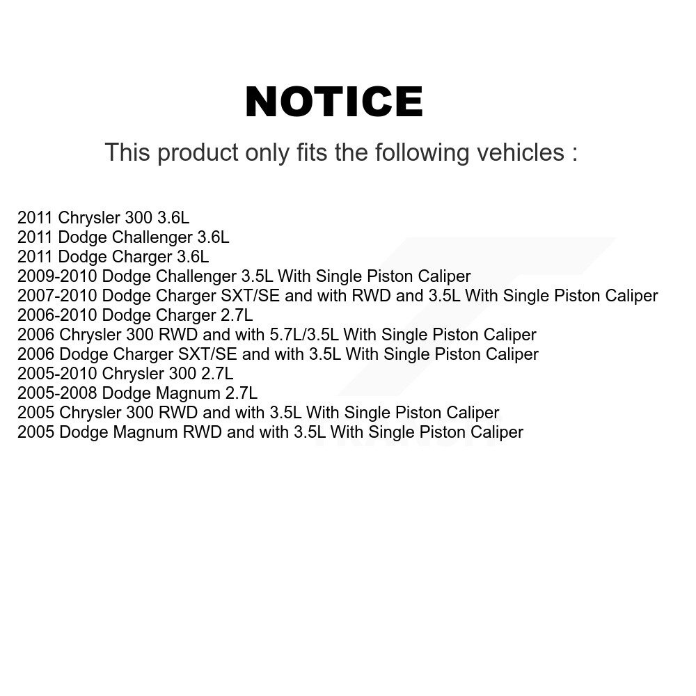 Front Rear Brake Caliper Left Right Kit For Dodge Chrysler 300 Charger Challenger Magnum KBC-100013 - Image 2