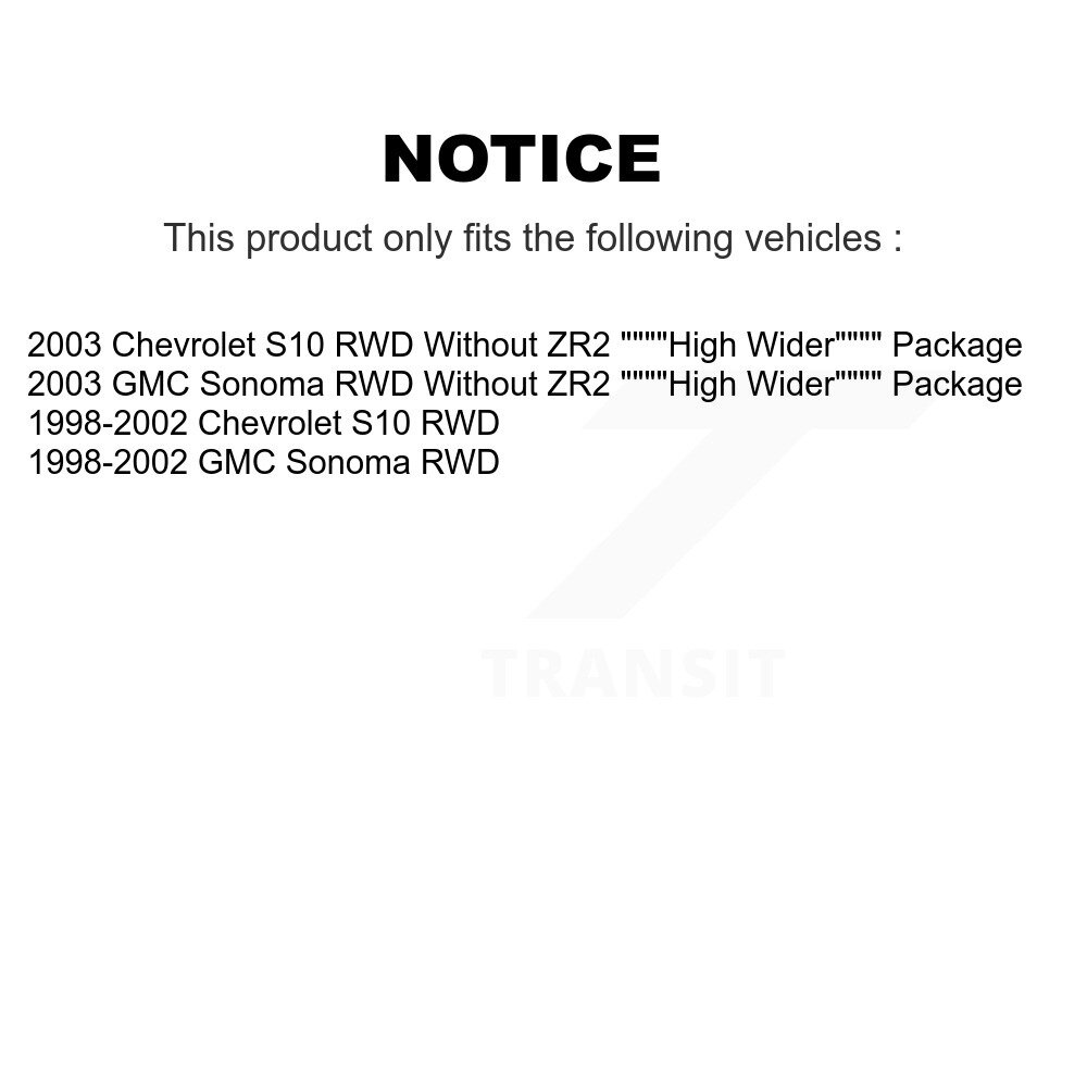 Front Rear Brake Caliper Left Right Driver Passenger Kit For Chevrolet S10 GMC Sonoma RWD KBC-100040 - Image 2