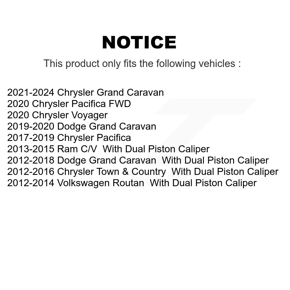 Front Brake Caliper Kit For Grand Caravan Dodge Chrysler Town & Country Pacifica Ram C/V KBC-100102 - Image 2