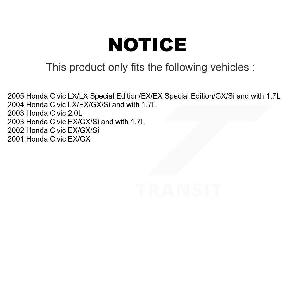 Front Disc Brake Caliper Assembly Left Right Side (Driver Passenger) Kit For Honda Civic KBC-100109 - Image 2