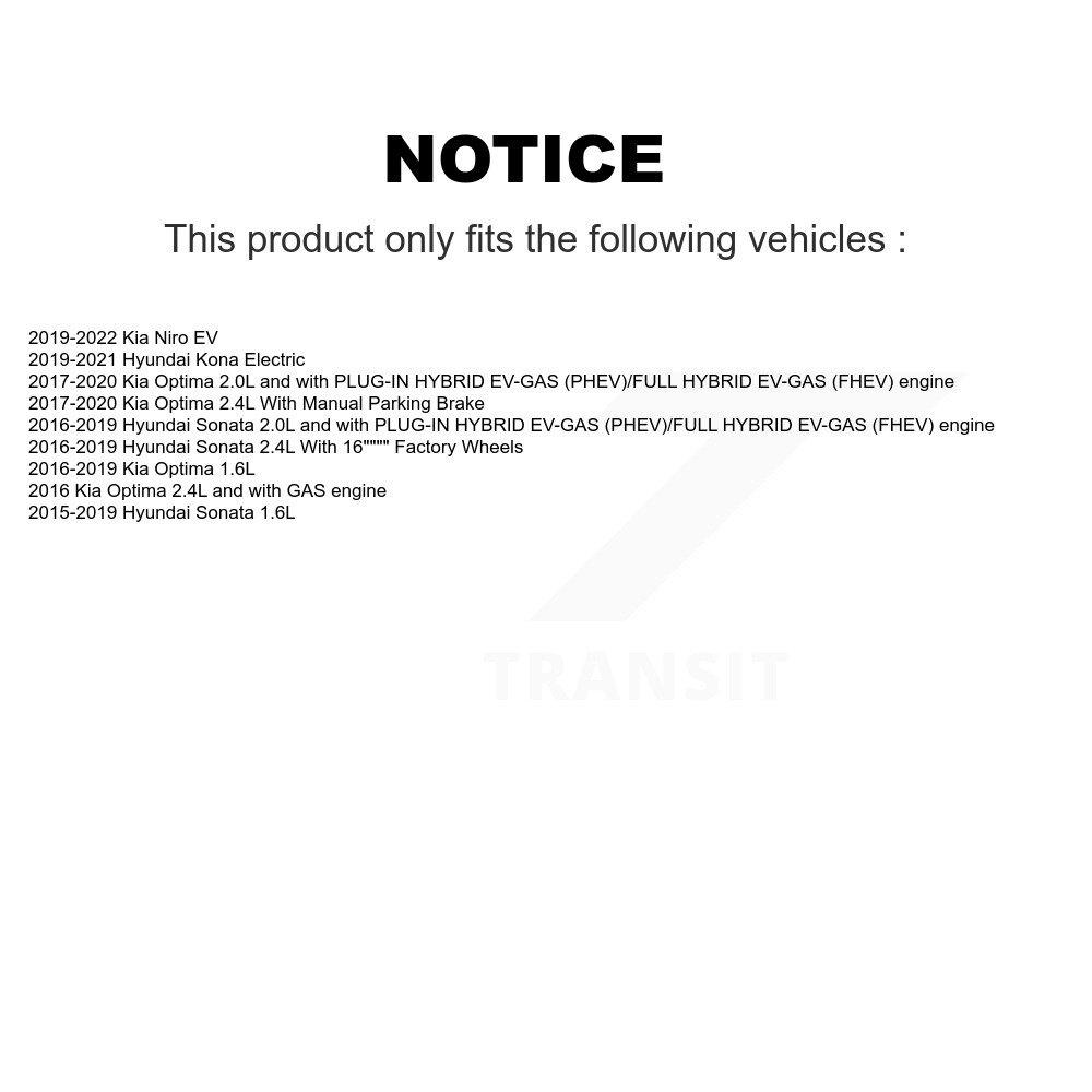 Front Brake Caliper (Left Right) Kit For Hyundai Sonata Kia Kona Electric Optima Niro EV KBC-100214 - Image 2