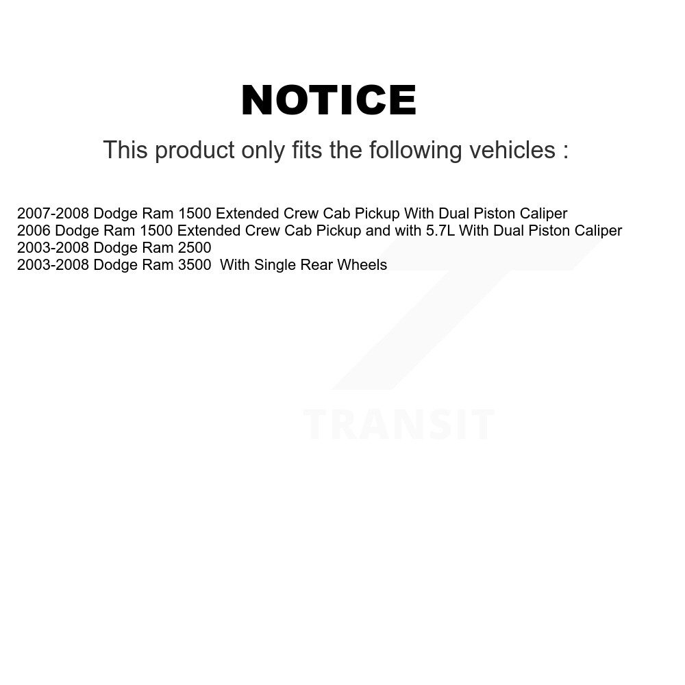 Rear Brake Caliper Left Right Side (Driver Passenger) Kit For Dodge Ram 1500 3500 2500 KBC-100268 - Image 2