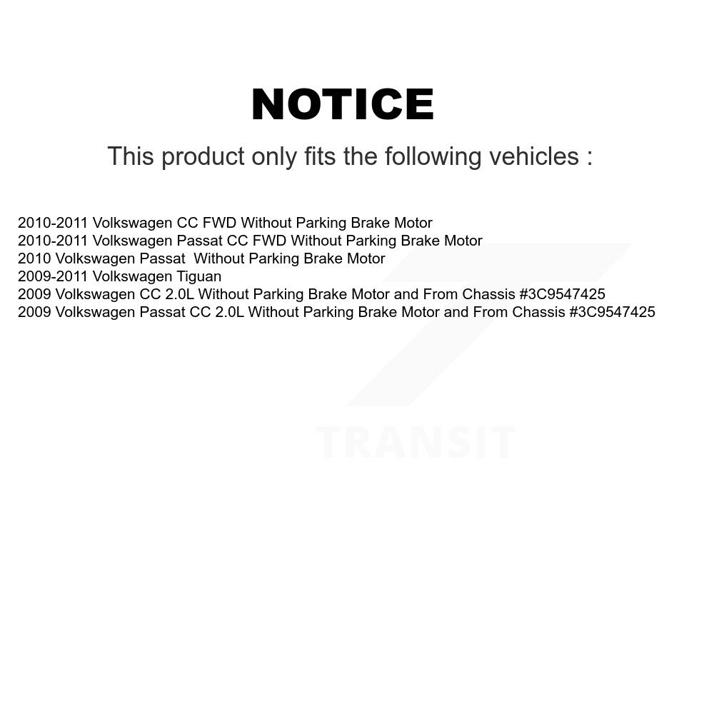 Rear Brake Caliper Left Right Side (Driver Passenger) Kit For Volkswagen Tiguan CC Passat KBC-100349 - Image 2